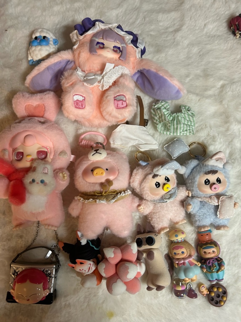 Popmart Plush Keychain Lot - Pastel Pink & Lavender Plushies